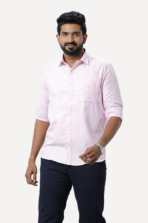 ARISER Armani Light Pink Color Cotton Rich Blend Full Sleeve Solid Slim Fit Formal Shirt for Men - 90953