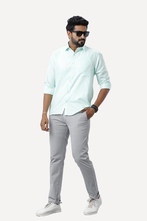 ARISER Armani Light Green Color Cotton Rich Blend Full Sleeve Solid Slim Fit Formal Shirt for Men - 90954