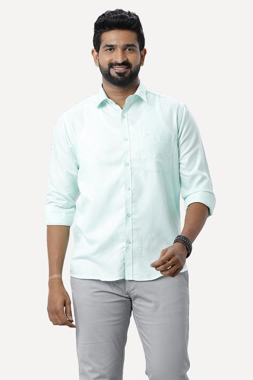 ARISER Armani Light Green Color Cotton Rich Blend Full Sleeve Solid Slim Fit Formal Shirt for Men - 90954