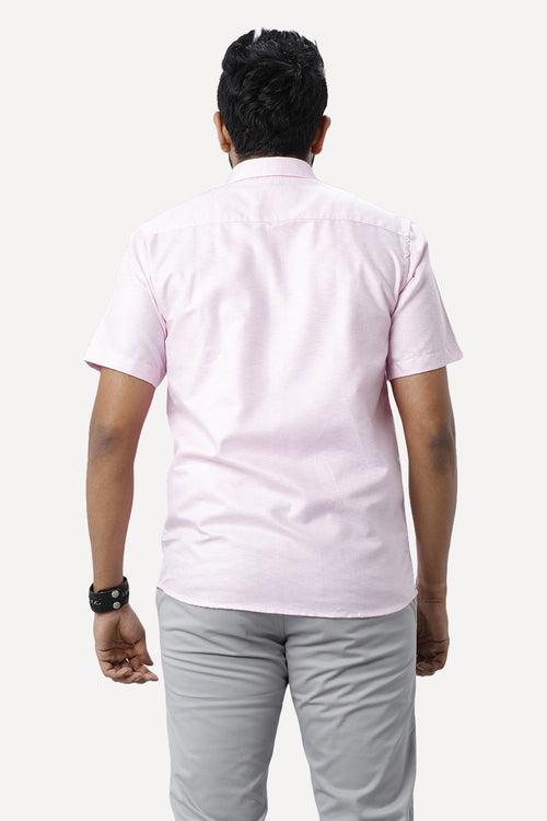 ARISER Armani Light Pink Color Cotton Rich Blend Half Sleeve Solid Slim Fit Formal Shirt for Men - 90953