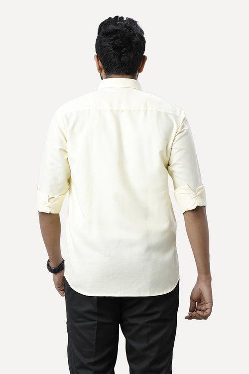 ARISER Armani Light Yellow Color Cotton Rich Blend Full Sleeve Solid Slim Fit Formal Shirt for Men - 90952