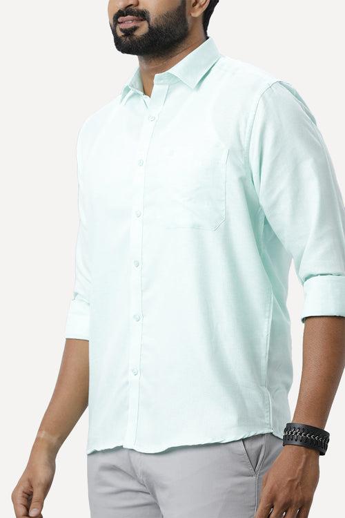 ARISER Armani Light Green Color Cotton Rich Blend Full Sleeve Solid Slim Fit Formal Shirt for Men - 90954