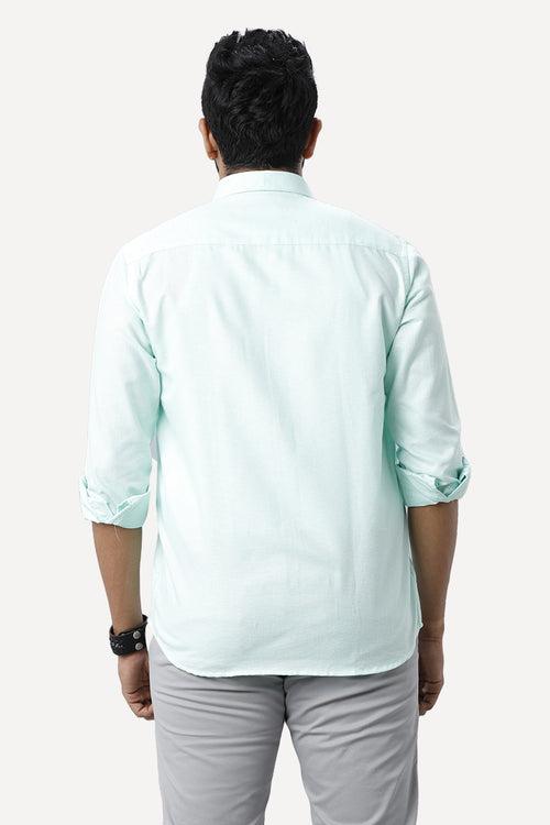 ARISER Armani Light Green Color Cotton Rich Blend Full Sleeve Solid Slim Fit Formal Shirt for Men - 90954