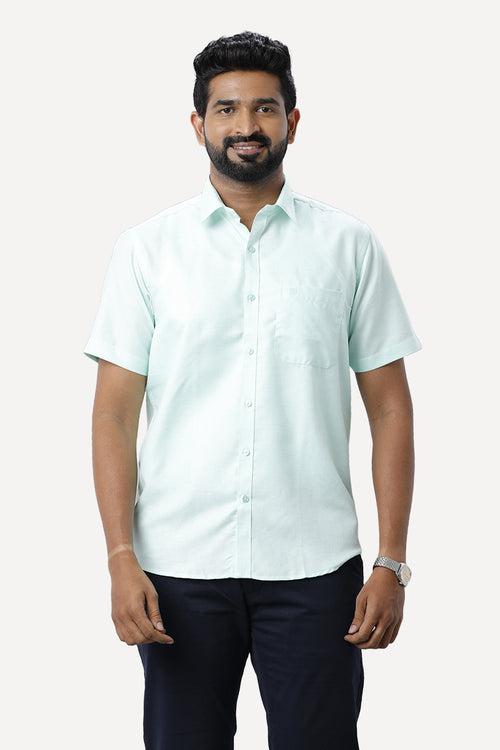 ARISER Armani Light Green Color Cotton Rich Blend Half Sleeve Solid Slim Fit Formal Shirt for Men - 90954
