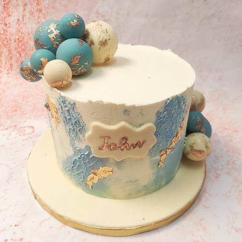 Blue and White Cake