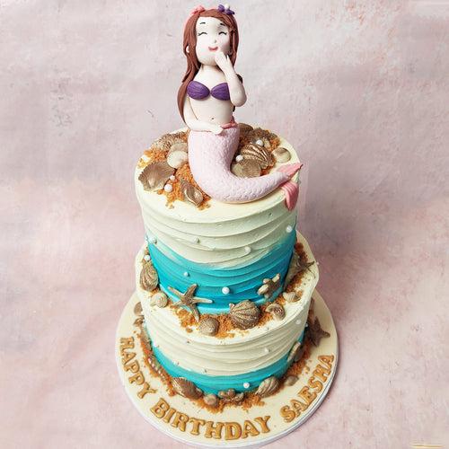 Two Tier Mermaid Theme Cake