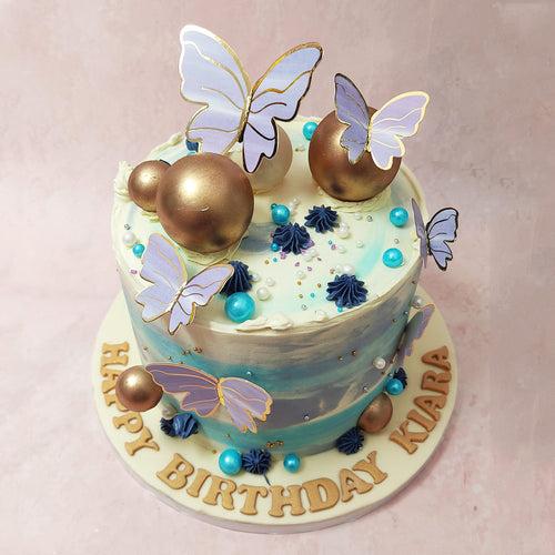 Blue and Purple Butterfly Cake