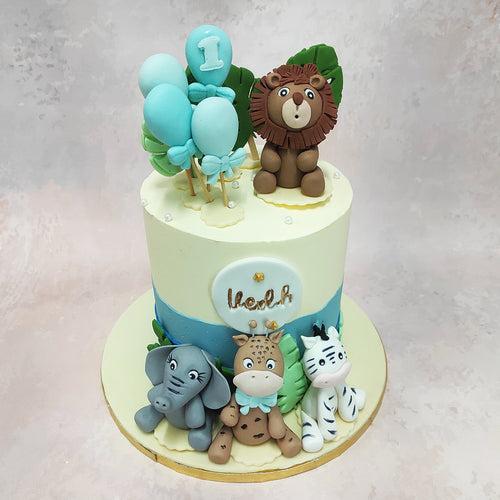 Blue and White Jungle Cake