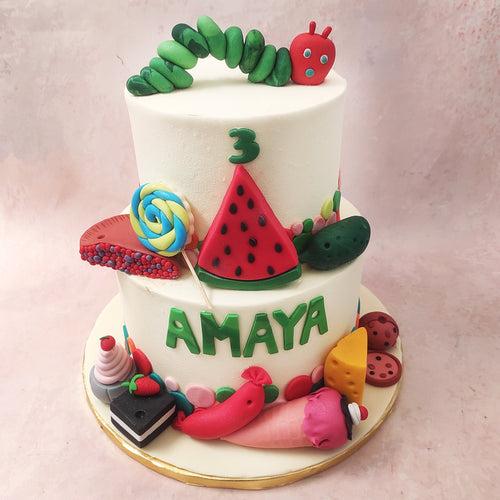 Two Tier The Very Hungry Caterpillar Cake