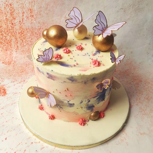 Purple and Gold Butterfly Cake