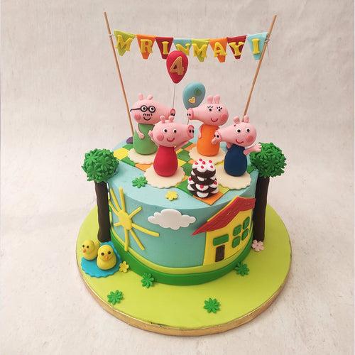 Peppa and Fam Birthday Cake