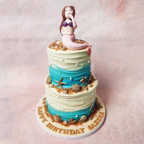 Two Tier Mermaid Theme Cake