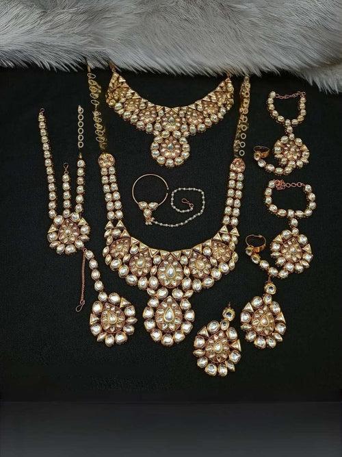 Designer White Kundan Studded Full Bridal Set