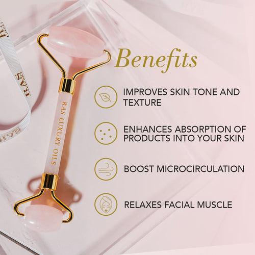 Rose Quartz Face Beauty Tools Set: Gua Sha & Face Roller