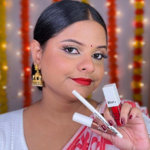 Susmita × Blur Desi kit | 3 Liquid Lipstick, Eyeshadow, Lip Liner @ 999