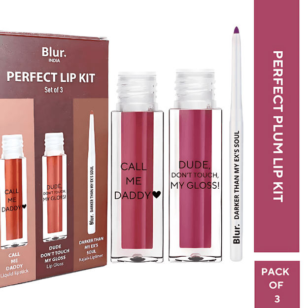 PERFECT Plum Lip Kit | 3 Liquid Lipstick, Gloss, Lip Liner @ 999