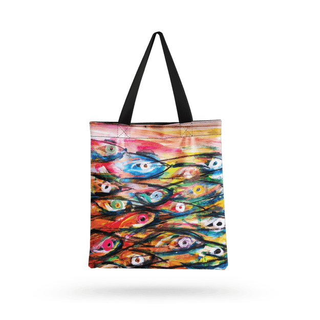 AQUA REALM all over printed  Tote Bag with zipper