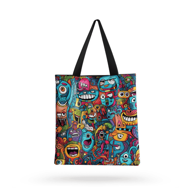 FUNKY BEATS all over printed  Tote Bag with zipper