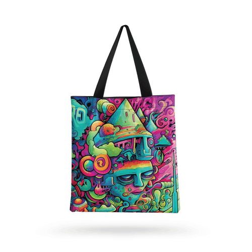 PSY MAMA all over printed  Tote Bag with zipper