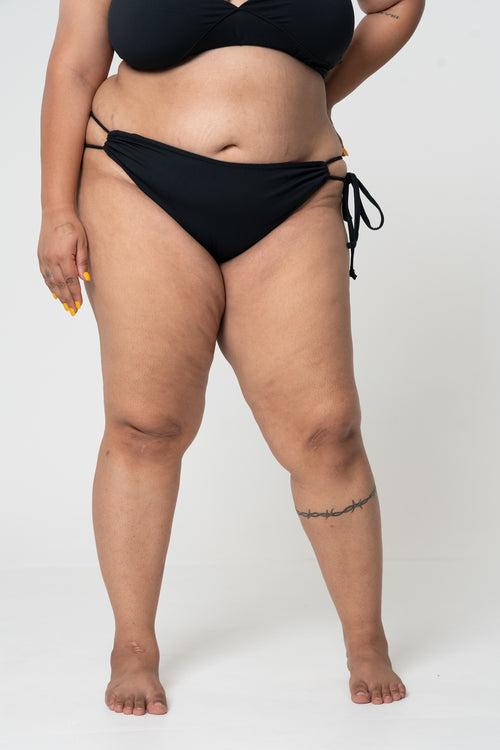 String Fling Bikini Bottom: Black