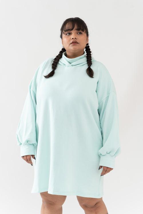 Snuggle Hoodie Dress: Fresh Mint