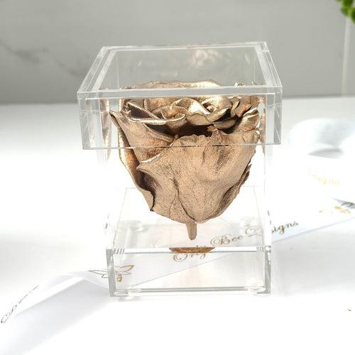 Metallic Rose inside a Personalized Clear Box