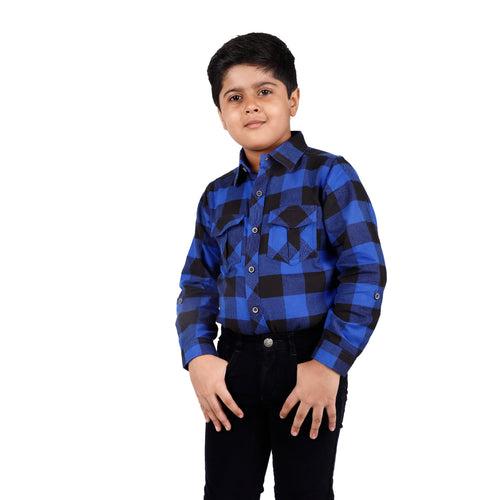 Boys Royal Blue & Black Flannel Shirt