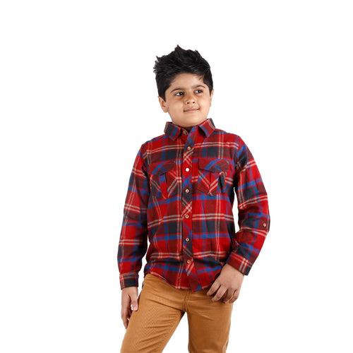 Boys Red & Blue Flannel Shirt