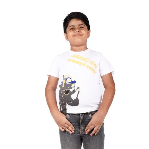 Boys White Rhino Print T-shirt