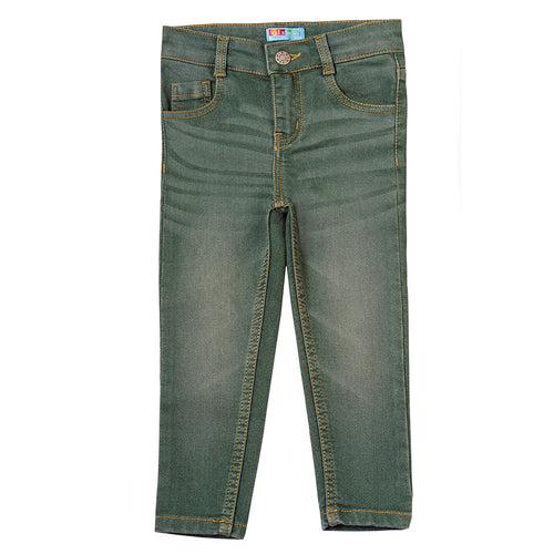 Boys Greenish Grey Slim Fit Jeans