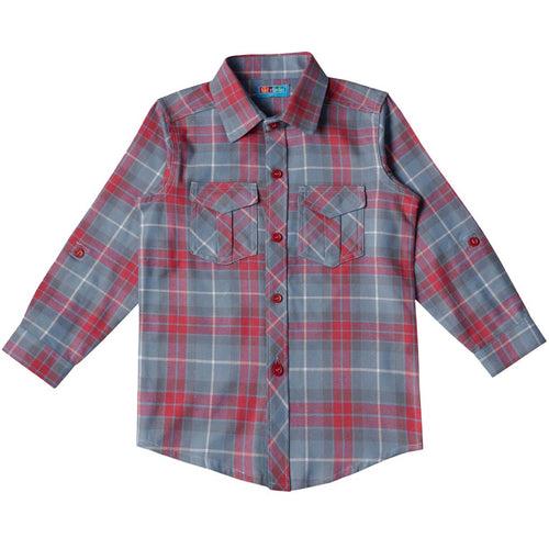 Boys Grey & Red Flannel Shirt