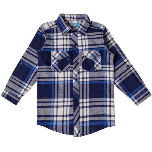 Boys Blue & White Flannel Shirt