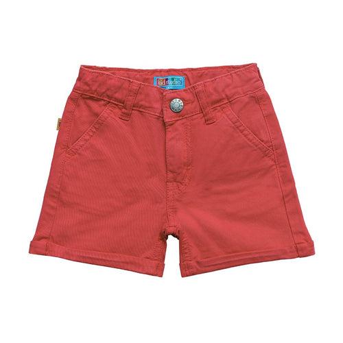 Girls Red Cotton Stretch Short