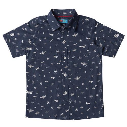 Boys Navy Blue Astronaut Print Shirt