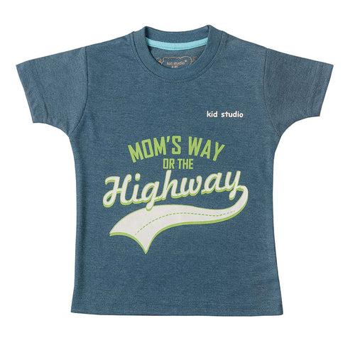 Boys Blue Text Print T-shirt