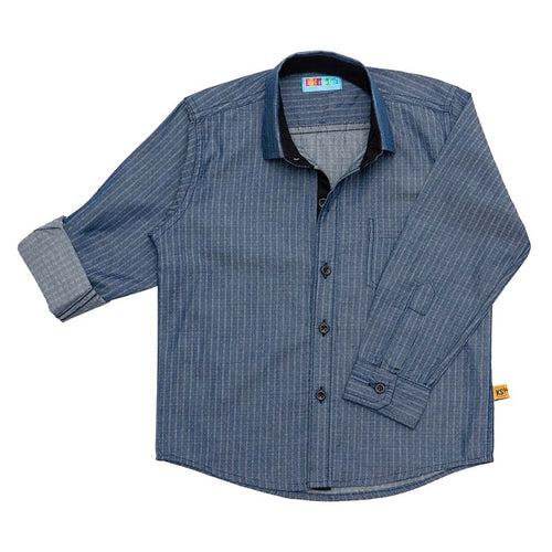 Boys Blue Stripe Denim Shirt