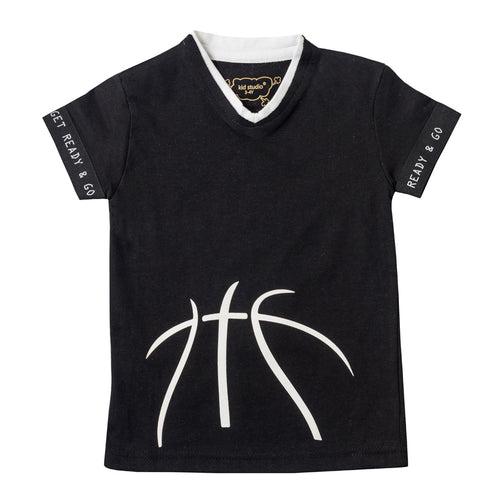 Boys Black Sports Graphic T-shirt