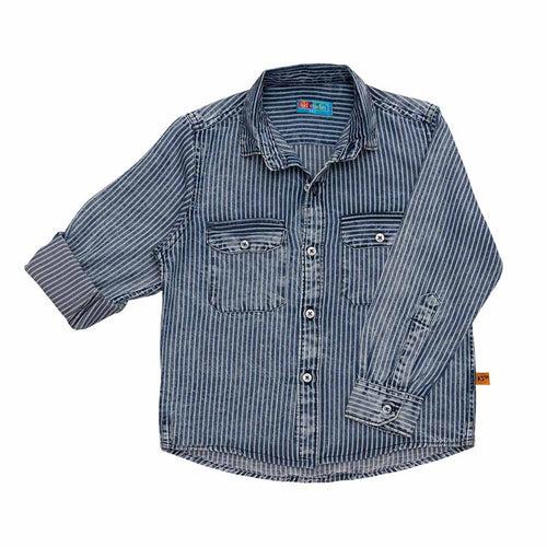 Boys Blue Stripe Denim Shirt