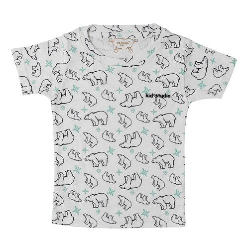 Boys White Polar Bear Print T-shirt