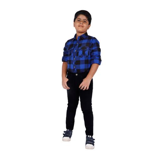 Boys Royal Blue & Black Flannel Shirt