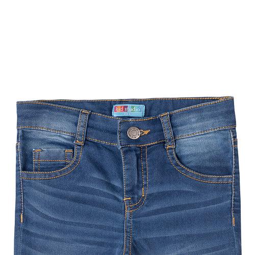 Boys Blue Tapered Fit Stretch Jeans