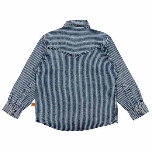 Boys Blue Stripe Denim Shirt