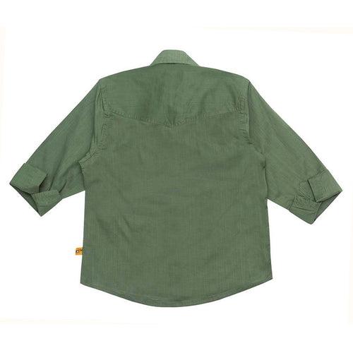 Boys Green Cotton Slub Shirt