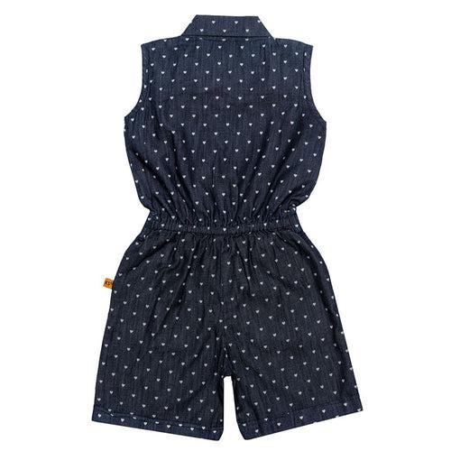 Girls Dark Blue Denim Jumpsuit