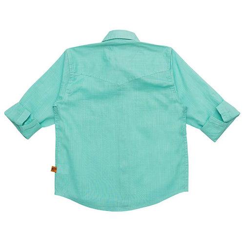 Boys Sea Green Cotton Slub Shirt