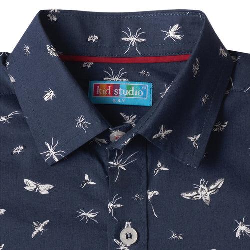 Boys Navy Blue Astronaut Print Shirt