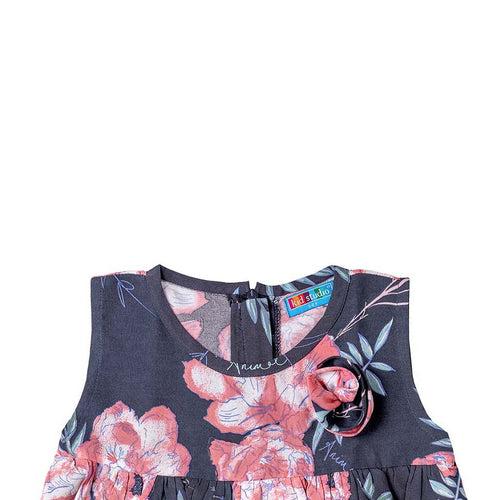 Girls Blue Floral Cotton Top