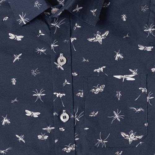 Boys Navy Blue Astronaut Print Shirt