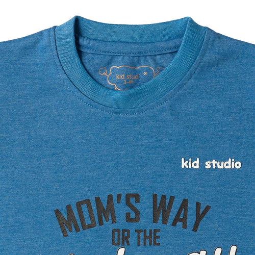 Boys Blue Text Print T-shirt