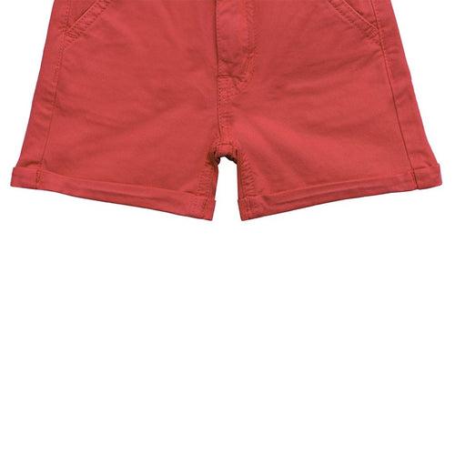 Girls Red Cotton Stretch Short